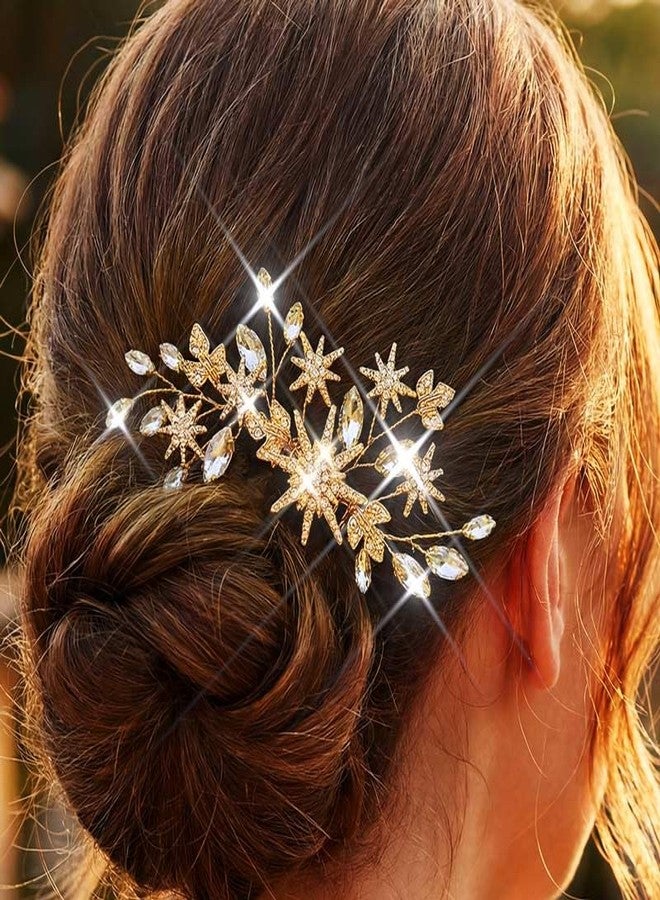 Latious Crystal Wedding Hair Comb Gold Star Bridal Hair Pieces Rhinestone Goddess Hair Accessories for Women and Brides - Image 1